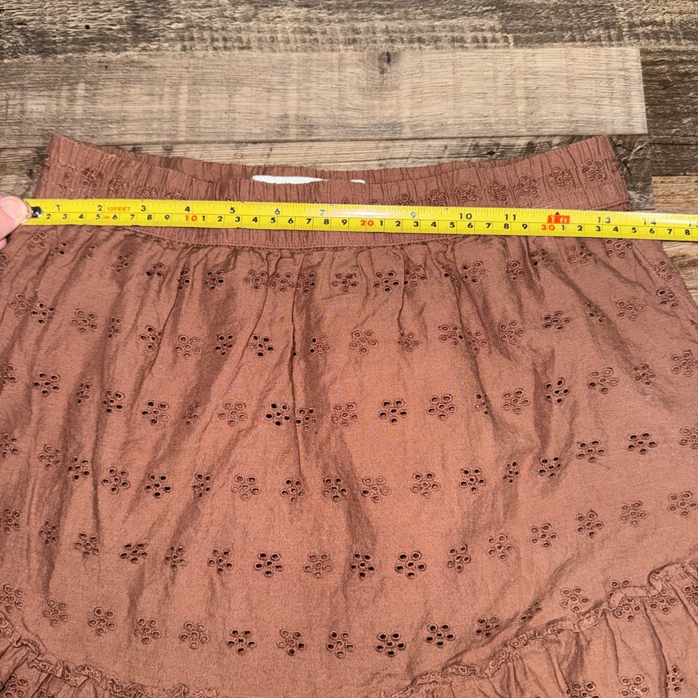 Hollister Ultra High Rise Eyelet Ruffle Mini Skirt Brown Size S - Picture 5 of 6
